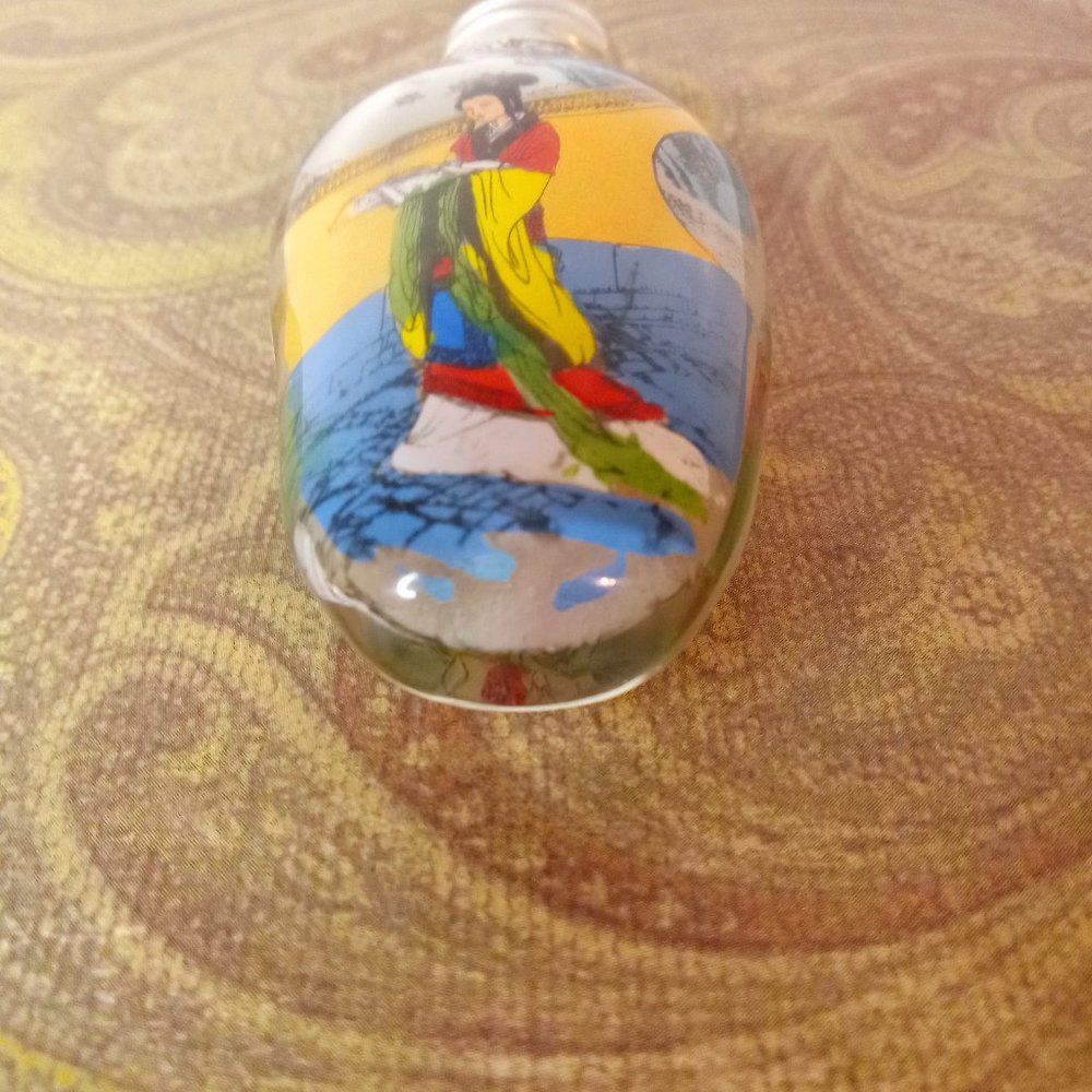 Reverse Hand Painted Chinese Glass Snuff Bottle Two Sided no cork - Picture 6 of 8